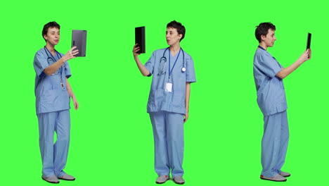 Gesundheitsspezialist-Nimmt-An-Videoanrufverbindung-Mit-Patient-Teil